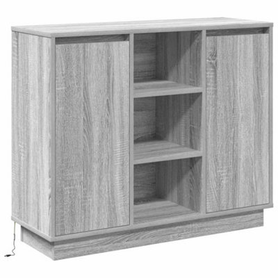 Berkfield Modern Sideboard With Led Grey Sonoma 90X32X75 Cm Engineered Wood