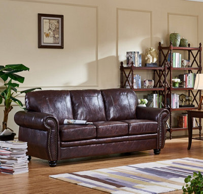 SC FURNITURE LIMITED Burgundy Leather 3 Seater Sofa Highbury - image 1