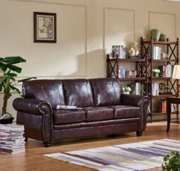 SC FURNITURE LIMITED Burgundy Leather 3 Seater Sofa Highbury - thumbnail 1