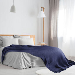 "Emma Barclay Honeycomb Throw Over Blanket 90"" X 100"" Navy" - thumbnail 7