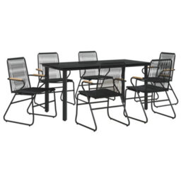 Berkfield 7 Piece Garden Dining Set Black Pvc Rattan - thumbnail 3
