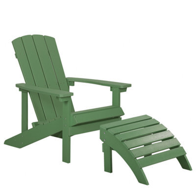 Beliani Garden Chair Adirondack With Footstool Green - image 1