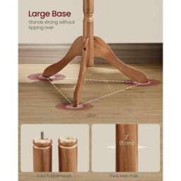 Freestanding Wooden Coat Tree With 10 Hooks, Hallway Coat Stand For Hats, Bags And Jackets, Caramel Brown - thumbnail 4