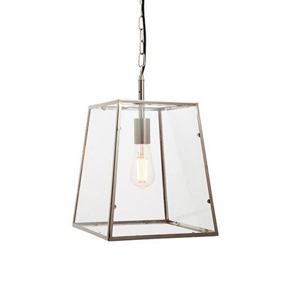 Luminosa Lighting Luminosa Hurst Pendant Bright Nickel Plate & Clear Glass 1 Light Dimmable Ip20 - E27