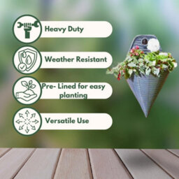 "Marco Paul 14"" Slate Faux Rattan Wall Planter" - thumbnail 5