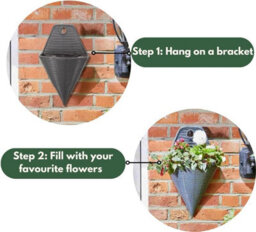 "Marco Paul 14"" Slate Faux Rattan Wall Planter" - thumbnail 6