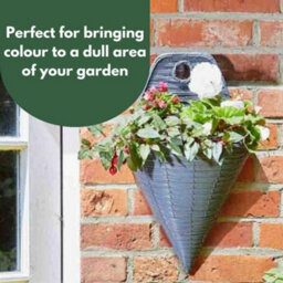 "Marco Paul 14"" Slate Faux Rattan Wall Planter" - thumbnail 7