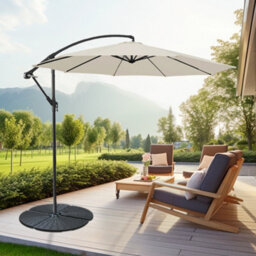 Sundaze Cream 3M Garden Banana Parasol Cantilever Umbrella With Adjustable Crank Patio Sun Shade