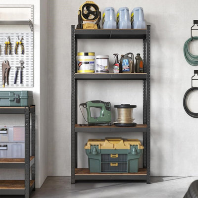 Songmics Industrial Adjustable Storage Shelves, 4 Tier, Shelving Unit, For Living Room, Kitchen, Garage, Rustic Brown And Black - image 1