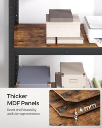 Songmics Industrial Adjustable Storage Shelves, 4 Tier, Shelving Unit, For Living Room, Kitchen, Garage, Rustic Brown And Black - thumbnail 8