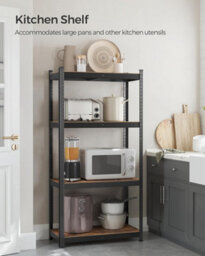 Songmics Industrial Adjustable Storage Shelves, 4 Tier, Shelving Unit, For Living Room, Kitchen, Garage, Rustic Brown And Black - thumbnail 3