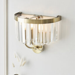 Luminosa Lighting Luminosa Ascoli Wall Lamp Antique Brass Plate & Clear Cut Glass 2 X 6W Led E14 - thumbnail 5