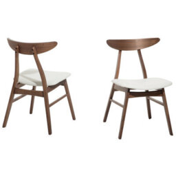 Beliani Set Of 2 Dining Chairs Lynn Wood Dark Brown/ White - thumbnail 4