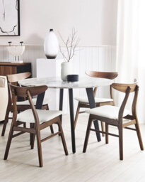 Beliani Set Of 2 Dining Chairs Lynn Wood Dark Brown/ White - thumbnail 2