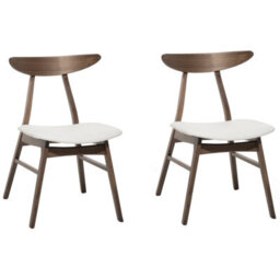 Beliani Set Of 2 Dining Chairs Lynn Wood Dark Brown/ White
