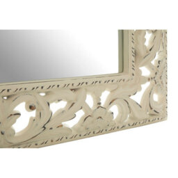 Orsina Rustic Cream Wall Mirror With Floral Frame, Portrait Or Landscape Mounting Mirror, Square Wall Mirror - thumbnail 4