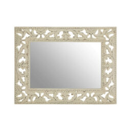 Orsina Rustic Cream Wall Mirror With Floral Frame, Portrait Or Landscape Mounting Mirror, Square Wall Mirror - thumbnail 1