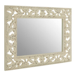 Orsina Rustic Cream Wall Mirror With Floral Frame, Portrait Or Landscape Mounting Mirror, Square Wall Mirror - thumbnail 2