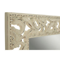 Orsina Rustic Cream Wall Mirror With Floral Frame, Portrait Or Landscape Mounting Mirror, Square Wall Mirror - thumbnail 3