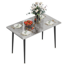 Fativo Stunning High Gloss 4-6 Seater Marble Dining Table Kitchen Dinette Table House,grey - thumbnail 6
