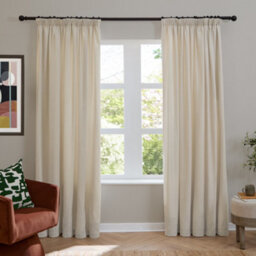 furn. Furn Soft Chenille Blackout Pencil Pleat Curtain Pair, Ecru, (W) 117 X (D) 137Cm - thumbnail 2