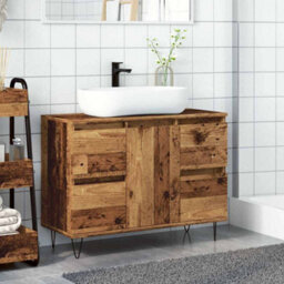 Berkfield Industrial Bathroom Cabinet Old Wood 80X33X60 Cm Engineered Wood - thumbnail 3