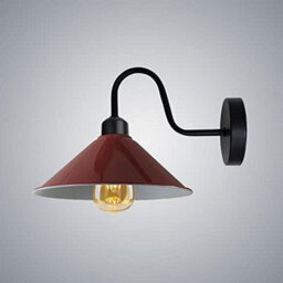 Vintage Rustic Wall Light Fixture 22Cm Metal Cone Shade E27 Swan Neck For Hallway Bedroom
