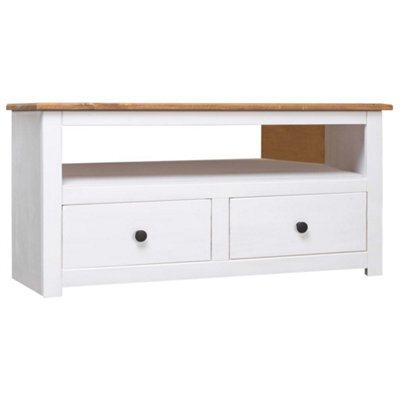 Vidaxl Corner Tv Cabinet White 93X49X49 Cm Solid Pine Panama Range - image 1