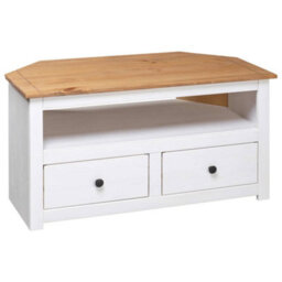 Vidaxl Corner Tv Cabinet White 93X49X49 Cm Solid Pine Panama Range - thumbnail 4