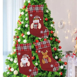 CLEFFNS 3Pcs Christmas Stocking 45Cm 3D Large Santa, Snowman, Reindeer Christmas Stockings Fireplace Hanging Stockings Gift Bag Decoration - thumbnail 1