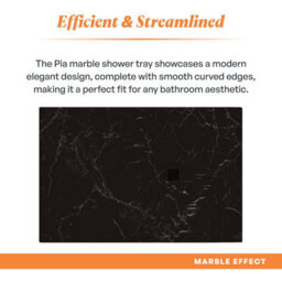 Plum&clay Pia Rectangle Black Marble Effect Shower Tray (L)1700mm (W)800mm (H)25mm - thumbnail 5