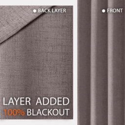 Ameha Mocha 135Gsm Linen Look Thermal Blackout Eyelet Curtain For Bedroom Single Panel Noise Reducing Curtain 66X84' Uk Home Decor - thumbnail 6