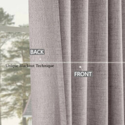 Ameha Mocha 135Gsm Linen Look Thermal Blackout Eyelet Curtain For Bedroom Single Panel Noise Reducing Curtain 66X84' Uk Home Decor - thumbnail 3