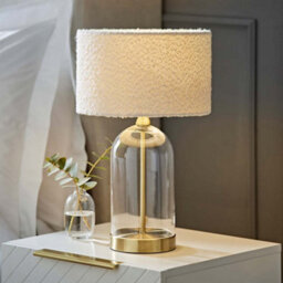 Valuelights Jessy Glass And Gold Metal Bedside Table Lamp With A Blush Pink Velvet Lampshade - Bulb Included - thumbnail 2