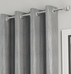 Enhanced Living Goodwood Silver Thermal, Energy Saving, Dimout Eyelet Curtains With Wave Pattern (Pair) - 46 X 54 Inch (117X137Cm) - thumbnail 4