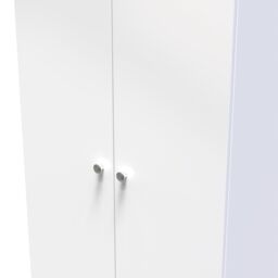 Yarmouth Ready Assembled Modern Matt White 2 Drawer Tall Double Wardrobe (H)1960mm (W)740mm (D)520mm - thumbnail 2