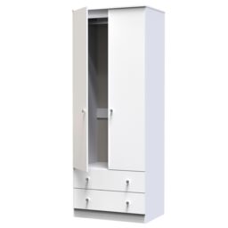 Yarmouth Ready Assembled Modern Matt White 2 Drawer Tall Double Wardrobe (H)1960mm (W)740mm (D)520mm - thumbnail 3