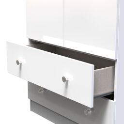 Yarmouth Ready Assembled Modern Matt White 2 Drawer Tall Double Wardrobe (H)1960mm (W)740mm (D)520mm - thumbnail 4
