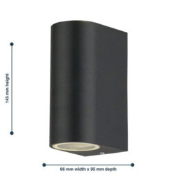 First Choice Lighting Set Of 2 Drayton Black Outdoor Twin Wall Lights - thumbnail 5