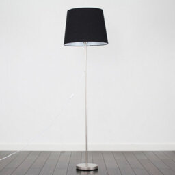 Valuelights Charles Brushed Chrome Floor Lamp With Black Tapered Shade And Bulb - thumbnail 4