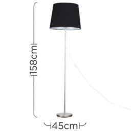Valuelights Charles Brushed Chrome Floor Lamp With Black Tapered Shade And Bulb - thumbnail 7