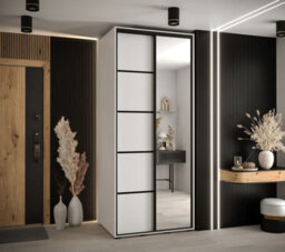 Arte Elegant White Cannes V Sliding Wardrobe H2050mm W1000mm D600mm With Customisable Black Steel Handles - thumbnail 2