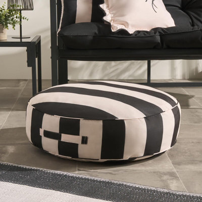 Ohs Stripe Round Outdoor Garden Cushion Water Resistant - Black/cream - image 1