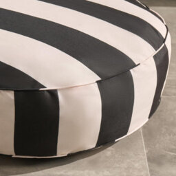 Ohs Stripe Round Outdoor Garden Cushion Water Resistant - Black/cream - thumbnail 2