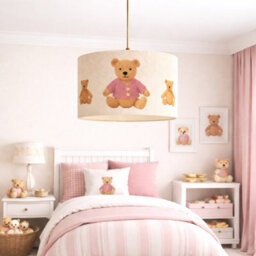 CGC Lighting Cgc Blake 45Cm Large Oatmeal Linen Pink Teddy Bear Children's Lamp Shade - thumbnail 6