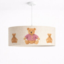 CGC Lighting Cgc Blake 45Cm Large Oatmeal Linen Pink Teddy Bear Children's Lamp Shade