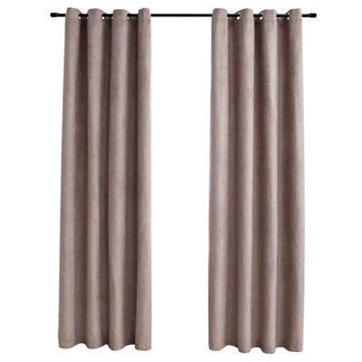 Berkfield Elegant Blackout Curtains With Metal Rings 2 Pcs Taupe 140X225 Cm