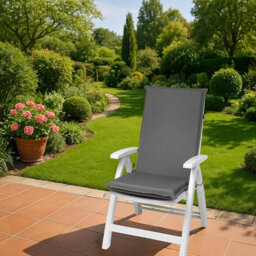 Set Of 2 Outdoor Cushions For Armchairs With Backrests Garden Chair Patio Made In The Eu Adjustable Strap 112 50 3.5 Cm, Silver - thumbnail 3