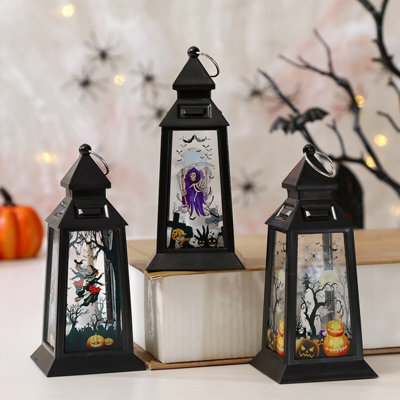 CLEFFNS 3Pcs Halloween Decor Lantern, Portable Led Candle Lantern, Simulation Candle Flashing For Outdoor Indoor Halloween Party Decor - image 1