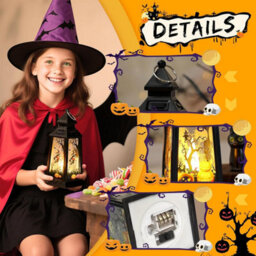 CLEFFNS 3Pcs Halloween Decor Lantern, Portable Led Candle Lantern, Simulation Candle Flashing For Outdoor Indoor Halloween Party Decor - thumbnail 6
